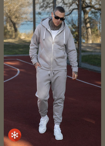 Чоловічий теплий костюм на блискавці ZIP FUR Сірий Teamv (316354895)