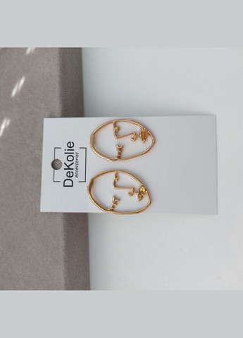 Сережки гвоздики в формі облич BS032 золоті DeKolie (332622516)