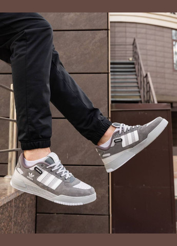 Серые всесезонные кроссовки Vakko Adidas Forum Low Grey White