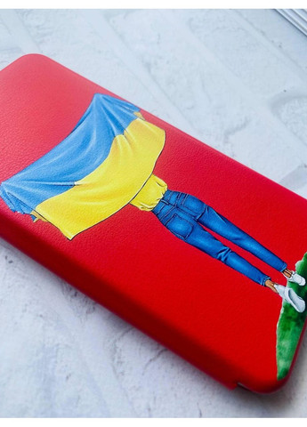 Чохол-книжка червоний з малюнком на Xiaomi Redmi Note 14 4G Дівчина з прапором (принт 263) Creative (364688139)
