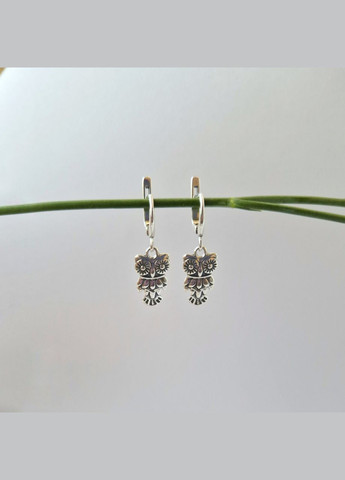 Серебряные серёжки серьги с подвеской Совушка серебро 925 пробы Черненное 2945 4.18г No Brand (306743404)