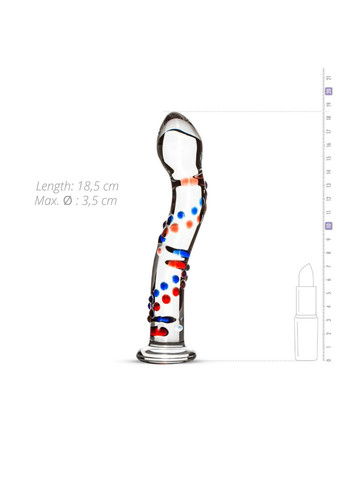 Стеклянный дилдо с изгибами и рисунком Glass Dildo 3 Gildo (316253598)