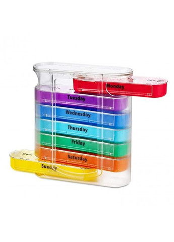 Таблетница - органайзер для таблеток со съёмными ячейками Vertical 7х4, радуга No Brand (294206338)