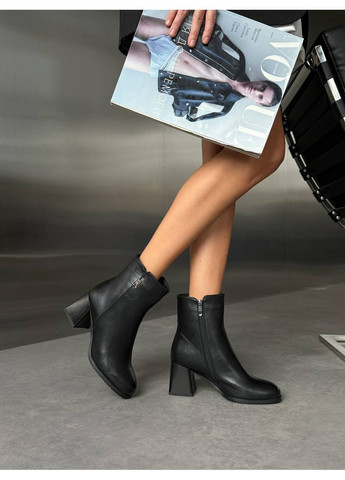 Черные зимняя стильные женские ботильоны No Brand