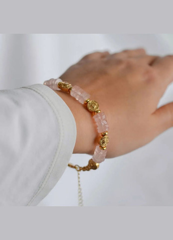 Браслет натуральний Рожевий Кварц Мадагаскар + Гематит монетка, фур-ра гіп-сплав колір срібло d-7мм+- L-19-24см No Brand Браслет (302678879)