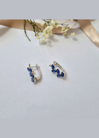 Серебряные сережки серьги Веточка с Синими камнями серебро 925 пробы Родированное с2фс/389 5.20г No Brand (323653858)