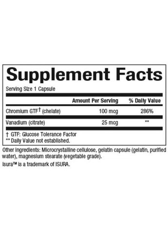 Хром и Ванадий Chromium and Vanadium 125 мкг 90 капсул Natural Factors (361115053)