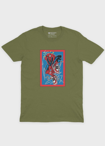 Хаки (оливковая) мужская футболка с принтом супергероя - человек-паук (ts001-1-hgr-006-014-067) Modno