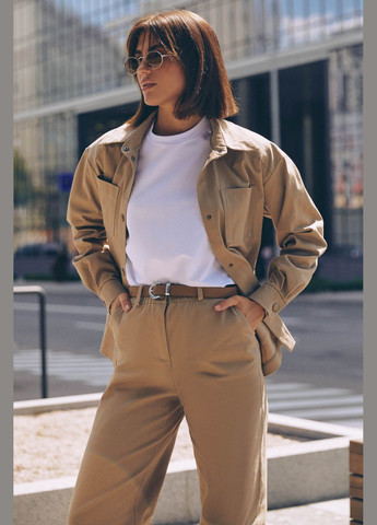 Коричневая повседневный рубашка однотонная ST-Seventeen