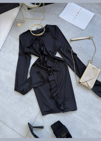 Черное повседневный, праздничный, вечернее женское платье FINO Mode однотонное