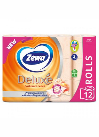 Туалетний папір Zewa deluxe персик 3 шари 12 рулонів (268141539)