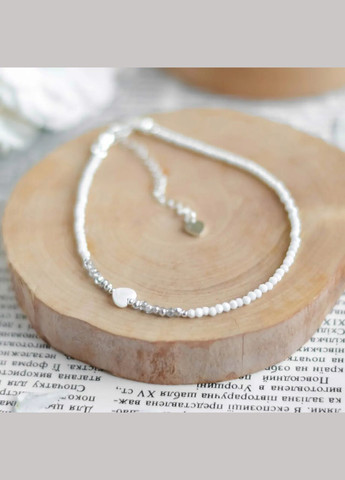 Анклет браслет на ногу Чеський Кришталь і вставка серце Перламутр, гіп-ний сплав колір срібло d-2мм L-23-28см No Brand браслет анклет (301279077)