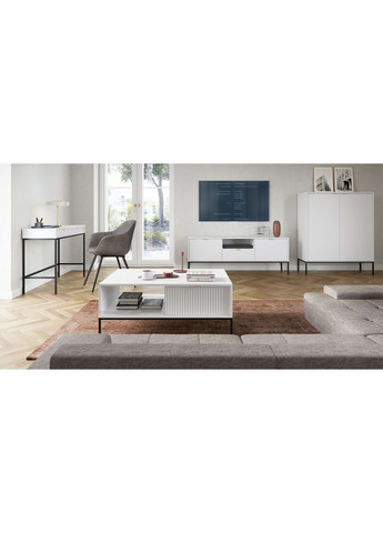 Стіл журнальний Нова / Nova з 2 шухлядами та чорними ніжками L104 Білий (PFH-091248) Perfect Home (368662991)