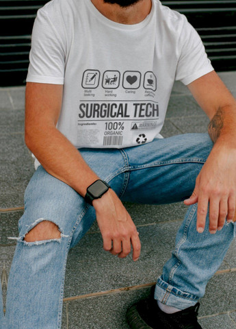 Белая футболка белая мужская "surgical tech" Ctrl+