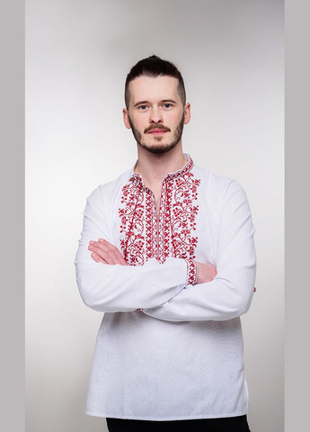 Біла вишиванка чоловіча vishivano4ka 317-2 візерунок квітковий пряма бавовна (305697405)