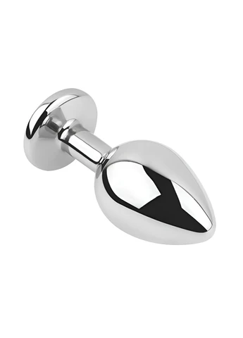 Анальная пробка серебристая из нержавеющей стали с кристаллом зеленым Round Plug размер S Egzo (382840770)