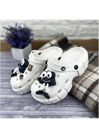 Крокси жіночі з джибітсами на платформі Е-0020327-1 Білі Sanlin (315049867)