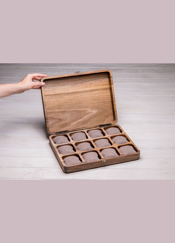 Цельная шкатулка для двенадцати часов с деревянной крышкой EcoWalnut (295443838)