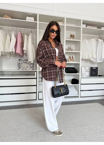 Жіноча утеплена сорочка оверсайз в клітинку MonCher (361057439)