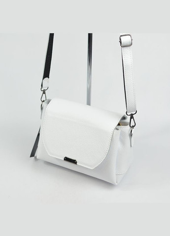 Белая женская кожаная маленькая сумка кросс боди через плечо на три отделения Serebro (278634433)