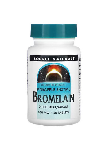 Натуральна добавка Bromelain 2000 GDU/g 500 mg, 60 таблеток Source Naturals (293421810)