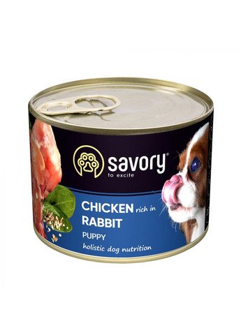 Влажный корм для щенков с курицей и кроликом, 200г Savory (292260093)