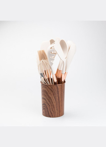 Набор кухонных принадлежностей с подставкой 11 шт поварской набор 32 см • 28 см • 24 см HP27475 TS Kitchen коричневые,