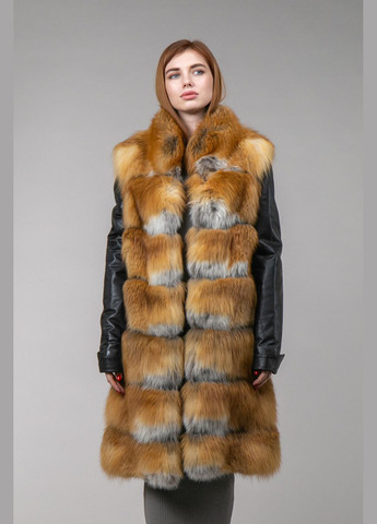 Світло-оранжева зимня куртка-трансформер з лисиці куртка-трансформер Chicly Furs