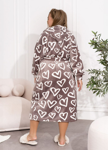 Махровый халат женский с капюшоном на пуговицах с поясом No Brand (365728661)