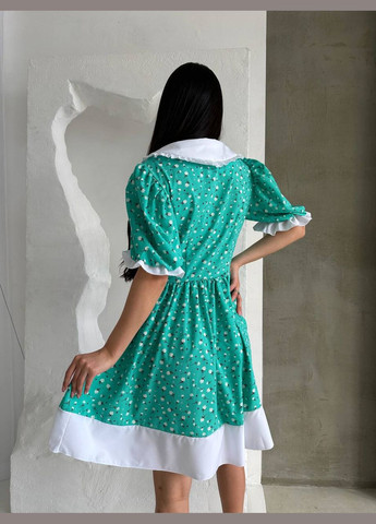 Бирюзовое кэжуал платье N.Family с цветочным принтом