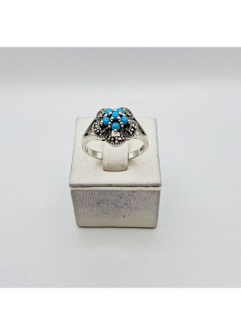 Кольцо серебряное с бирюзой и марказитом 18 3,96 г No Brand (370142439)