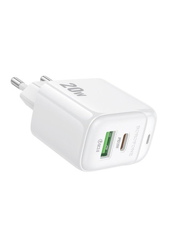 Сетевое зарядное устройство для BAS44A Potential PD20W+QC3.0 charger(EU) White Borofone (322222772)