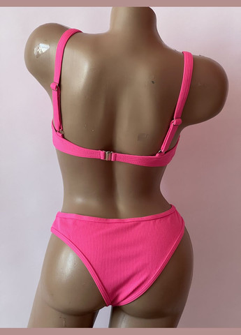 Рожевий літній жіночий роздільний яскравий купальник No Brand