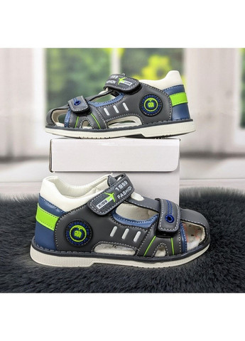 Серые повседневные босоножки детские для мальчика закрытые СВТ.Т на липучке