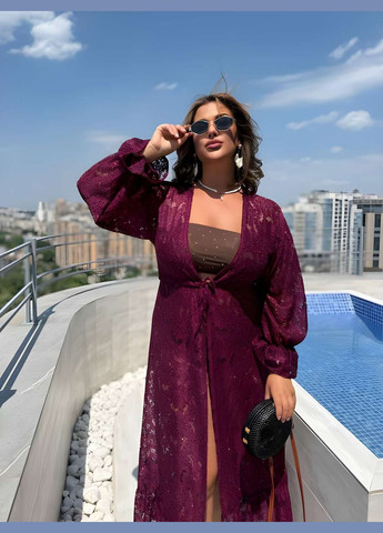 Летняя нежная легкая гипюровая кружевная пляжная накидка парео туника синяя Україна (345557347)