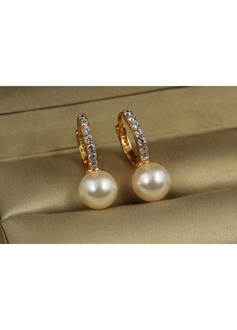 Сережки юність з перлиною 2 см золотисті love-shopping Xuping Jewelry (354659260)