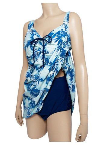 Комбінований літній купальник танкіні розмір батал купальник сукня та закриті трусики. модель 0275 арт.318001 танк, купальник-сукня, роздільний, танкіні Sisianna