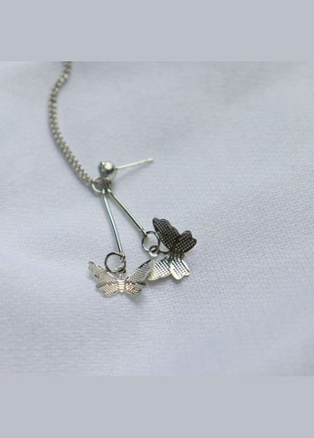 Сережки кафи з підвісками метеликів асиметричні казкові на ланцюжку ніжні кліпси y2k панк естетика корейський стиль готика тренд No Brand (337715898)