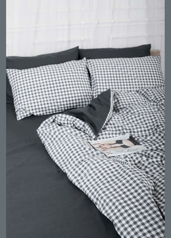 Комплект постільної білизни сімейний 143х210х2 наволочки 4х70х70 Ranforce Elite (MS-820000029) Moon&Star Gray Square (284416154)