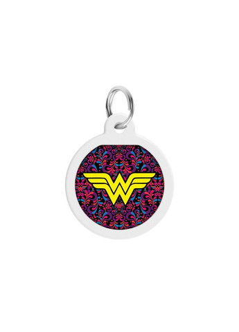 Адресник для собак металевий Smart ID з QR паспортом, "Диво-жінка 3", коло, Д 25 мм WAUDOG (330245247)