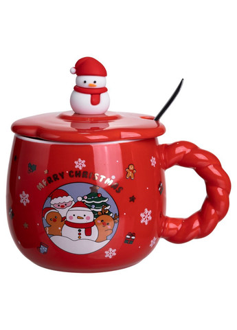 Чашка фарфоровая Зимняя сказка 400 мл с крышкой и ложкой Yiwu (369960269)