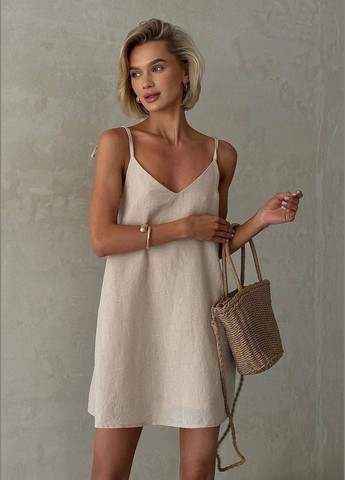 Бежевое повседневный платье DK/DL Мода без кордонів однотонное