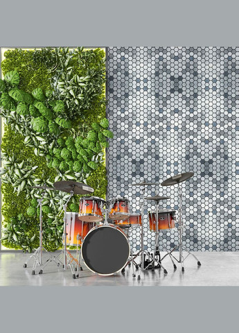 Самоклеящаяся алюминиевая плитка серебряная мозаика с зеркальными вставками 300х300х3мм SW-00001928 No Brand (328578781)