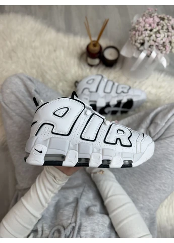 Белые демисезонные кроссовки мужские nike air more uptempo white black найк аир мор уптемпо белые No Brand