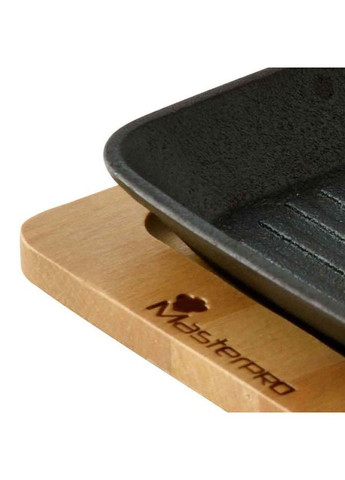 Сковорода чавунна міні з сервер. дошкою Cook & share, 13,7 см, квадратна (BGMP-3808-4) Masterpro (370641766)