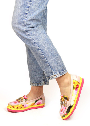 Розовые женские мокасини It-Girl со стразами