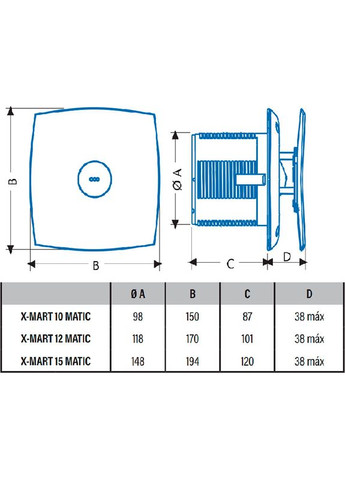 Вытяжной вентилятор X-MART 15 MATIC INOX CATA (323114209)