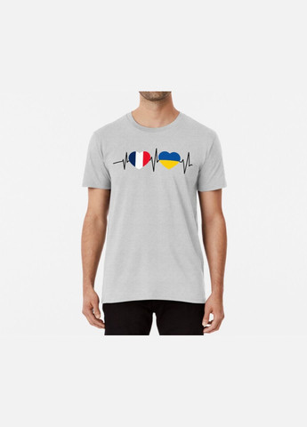 Серая мужская патриотическая футболка с принтом france ukraine франция украина Stedman