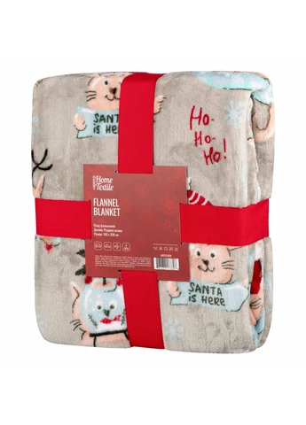 Плед Flannel Різдвяні котики ART0120PB 160х200 см бежевий Ardesto (368762549)