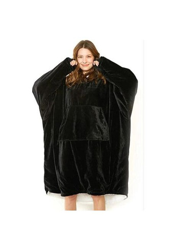 Толстовка плед с капюшоном и рукавами Huggle Hoodie теплый халат тощие оверсайз Black No Brand (361036369)